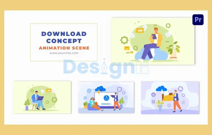 File Download Concept Flat Design Animation Scene